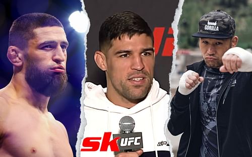 Khamzat Chimaev (left), Vicente Luque (center), Shavkat Rakhmonov (right) [Images courtesy of UFC on YouTube & @shavkatrakhmonov94 on Instagram]