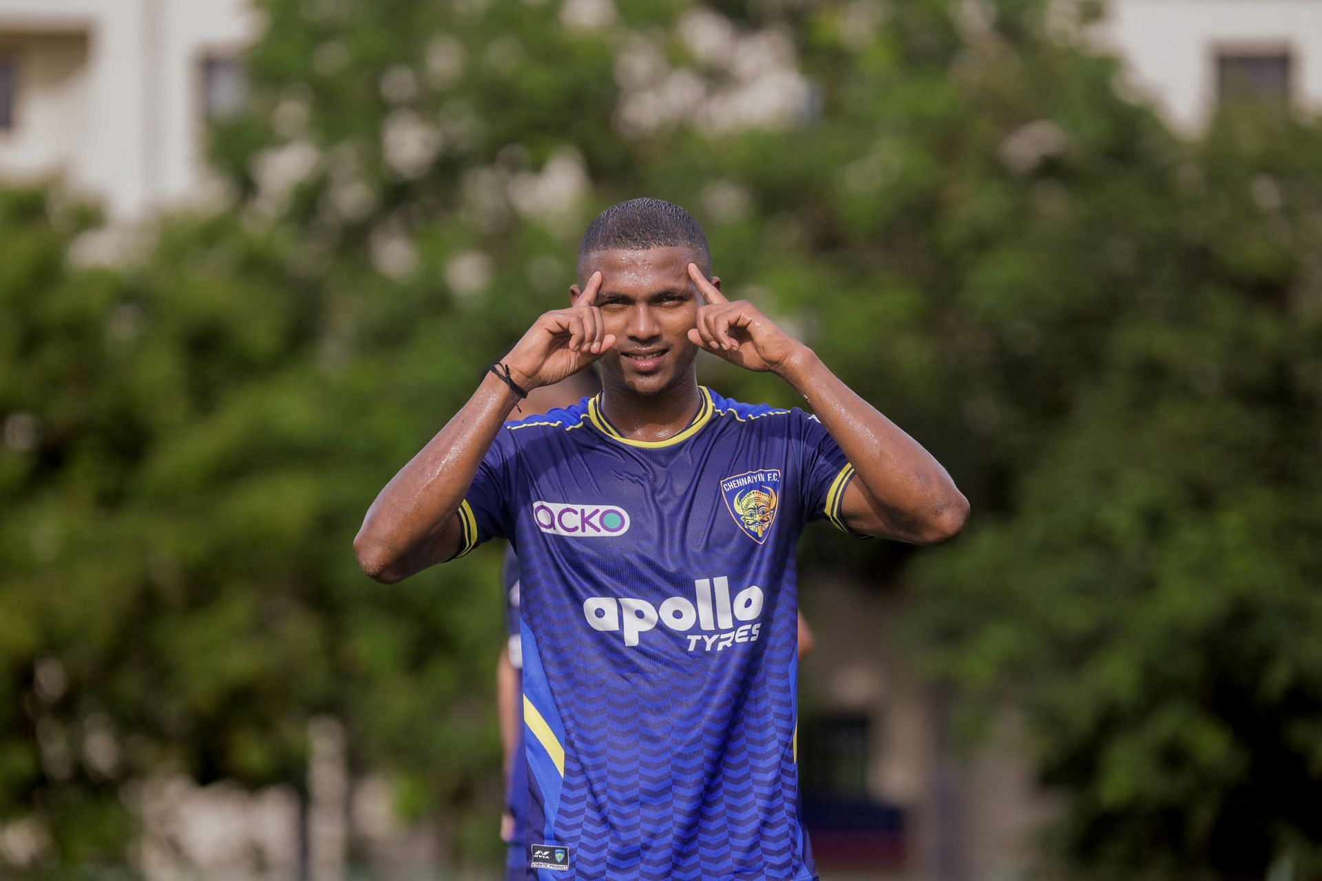 Chennaiyin FC&#039;s Vincy Barretto pictured during a training session. [Credits: Chennaiyin FC]