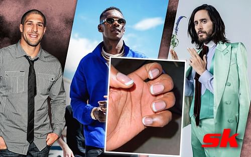 Brendan Schaub (L), Israel Adesanya and his nails (C), and Jared Leto (R) [Images courtesy: @stylebender,  @brendanschaub, @jaredleto on Instagram]