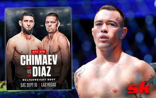 Khamzat Chimaev vs. Nate Diaz poster (L) (via @espnmma on Instagram), Colby Covington (R)