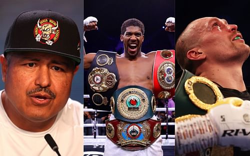 Robert Garcia (left) Anthony Joshua (center), and Oleksandr Usyk (right) (Image credits Getty Images)