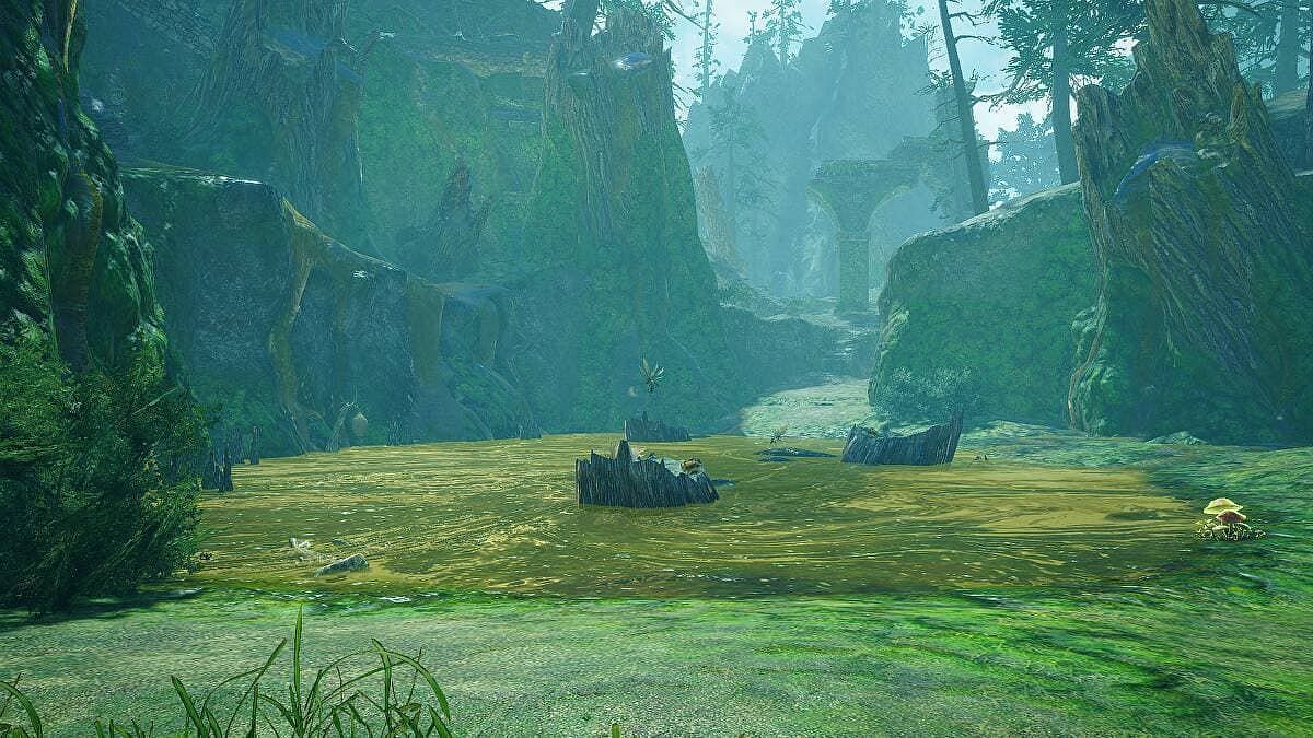 The outcrops of the Jungle level should have plenty Sapphiron Ore (Image via Capcom)