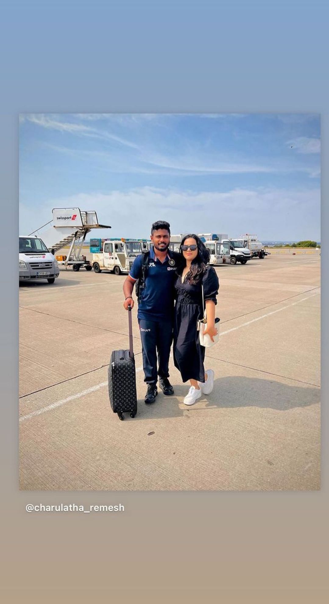 Sanju Samson traveling with his wife (Credits: Instagram)