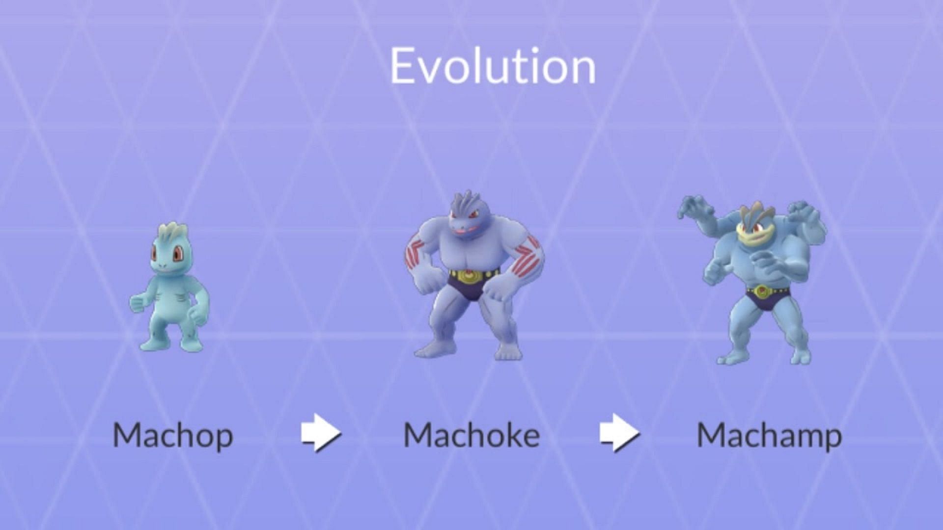 Machop&#039;s evolutionary tree in Pokemon GO (Image via Niantic)