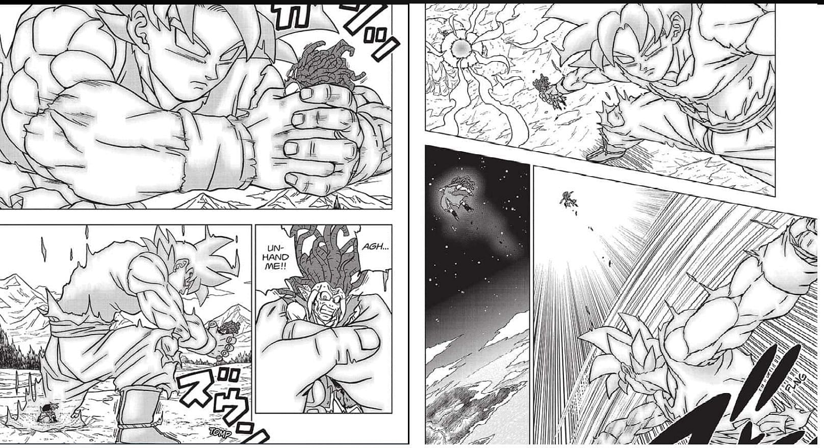 Goku using the powers of True Ultra Instinct (Dragon Ball Super Manga: Chapter 86)
