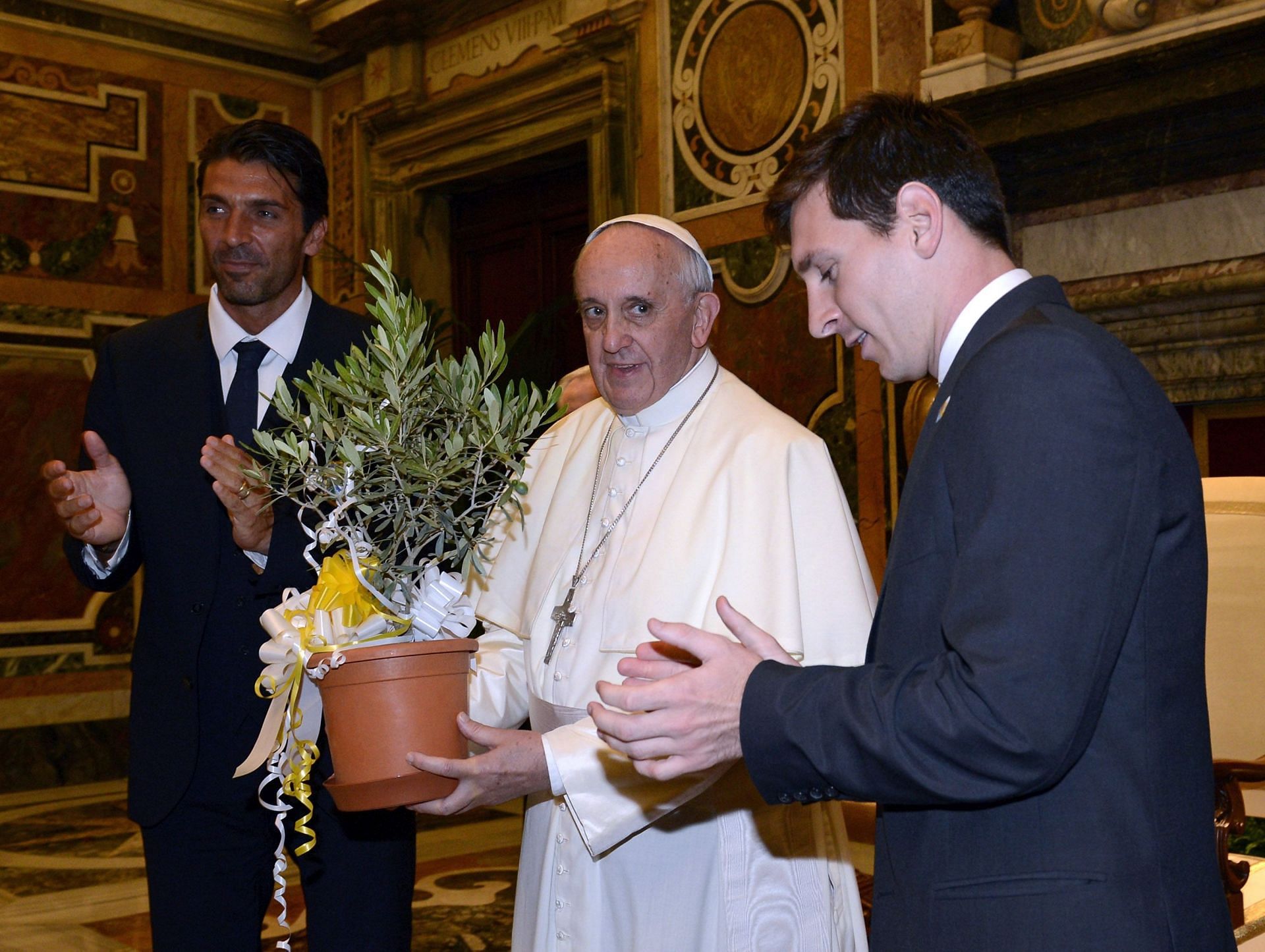 Pope Francis Meets Italy and Argentina Football Teams