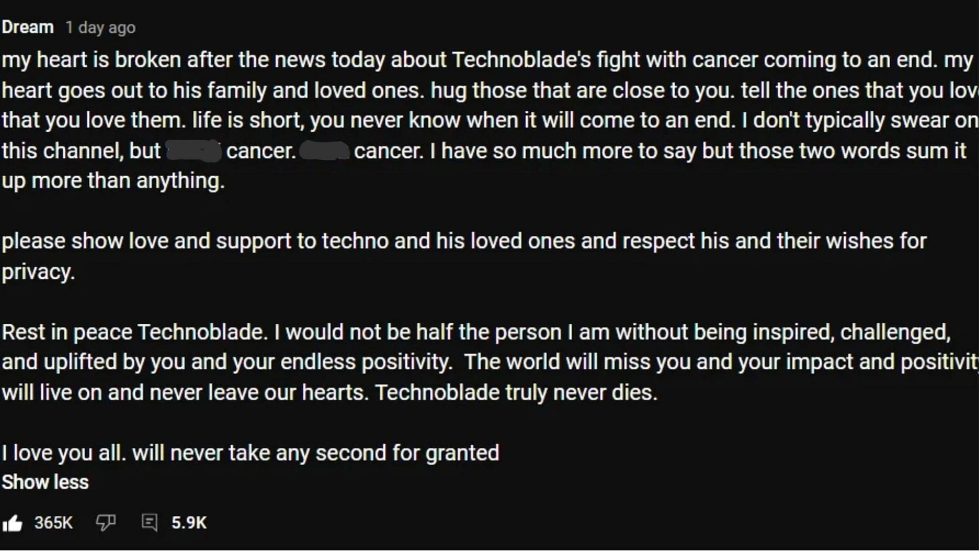 Dream posts tribute to Technoblade after Minecraft r's