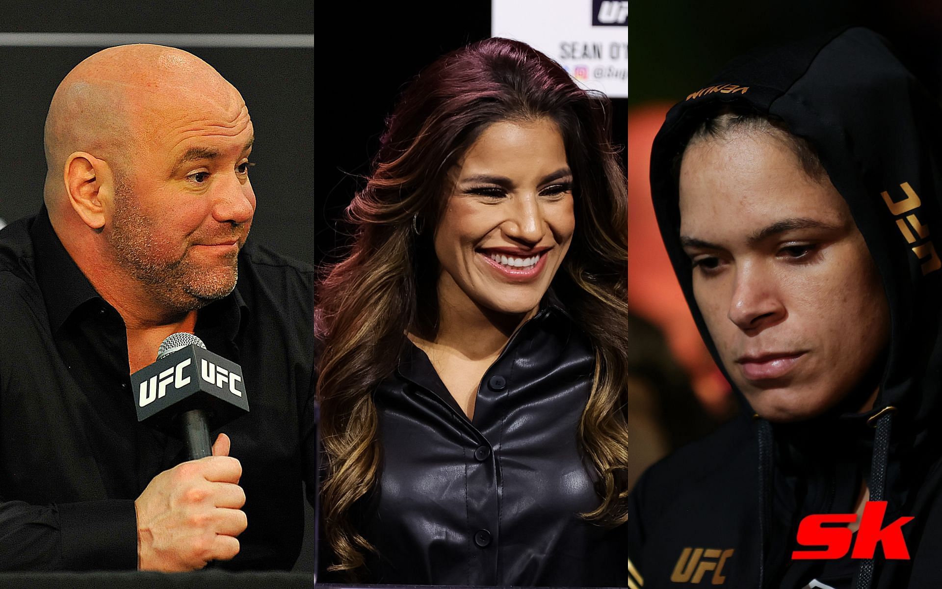 Dana White (left), Julianna Pena (center), Amanda Nunes (right)