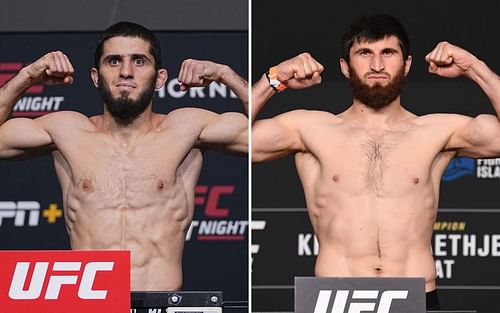 Islam Makhachev (L) Magomed Ankalaev (R)