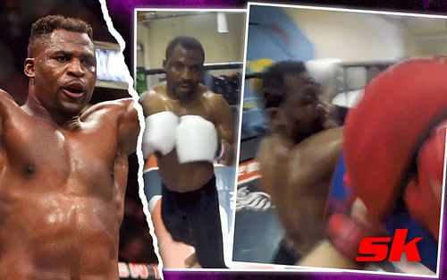 Francis Ngannou was seen throwing spinning attacks [Images via @XC_MMA on Twitter]