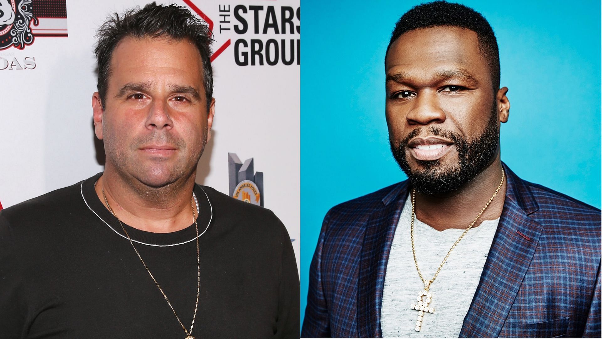 50 Cent and Randall Emmett had a feud related to money in 2019. (Image via Jesse Grant/Getty Images, Maarten de Boer/Getty Images)