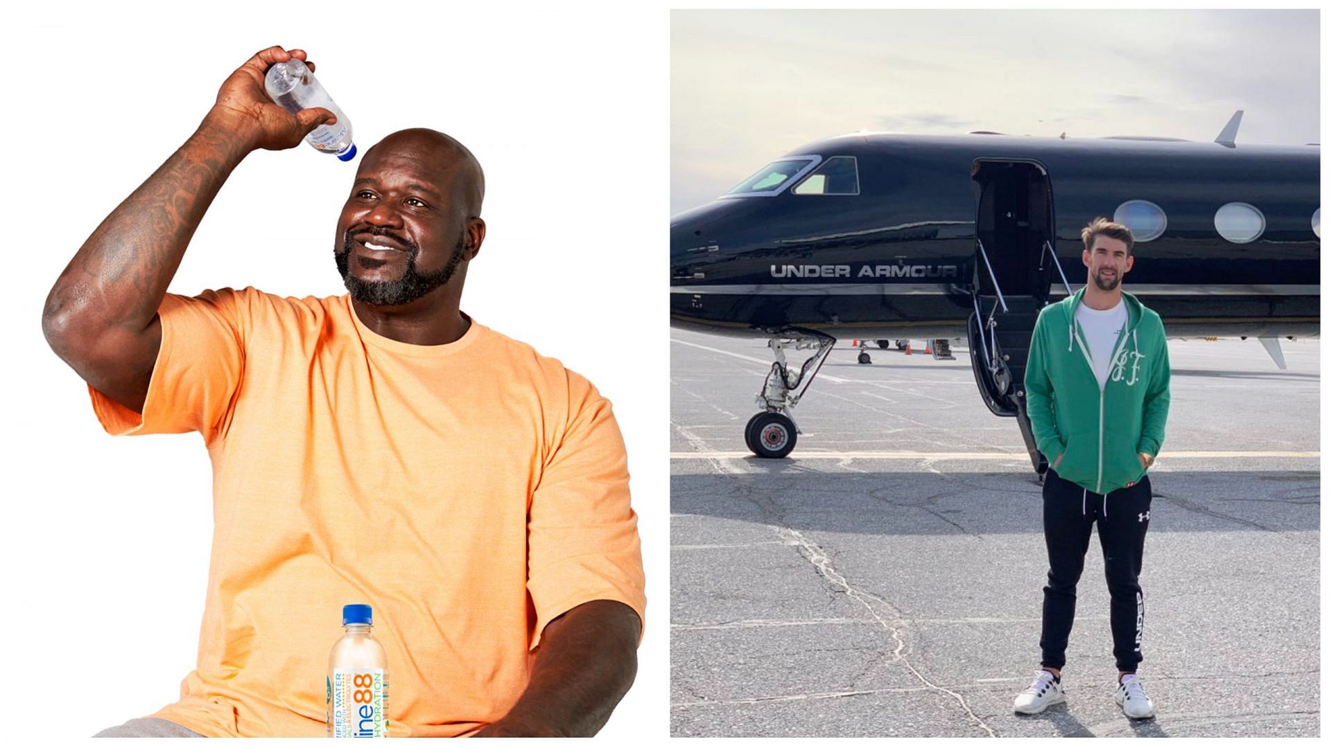 Shaq (L) and Michael Phelps (R) (Pic Credit: Respective Twitter handles)