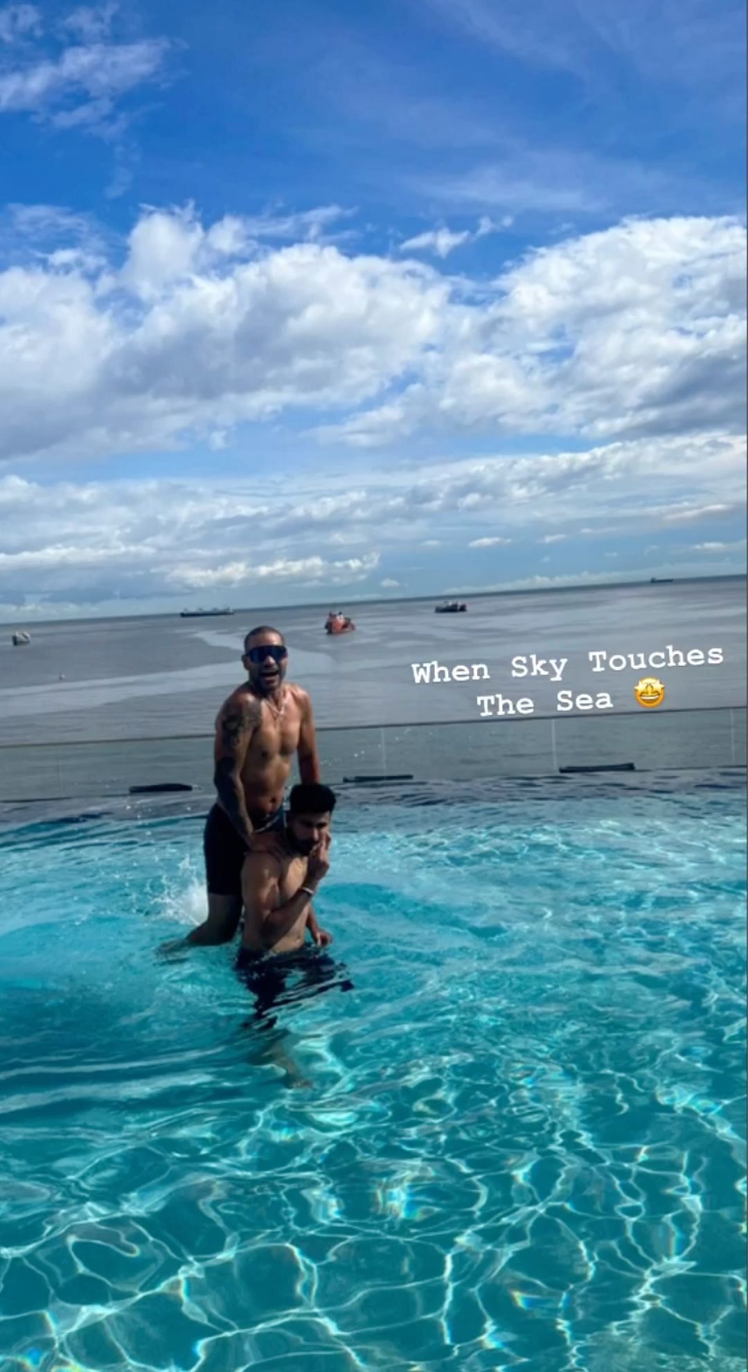 Shikhar Dhawan and Shreyas Iyer enjoy in the pool (Credit: Instagram)