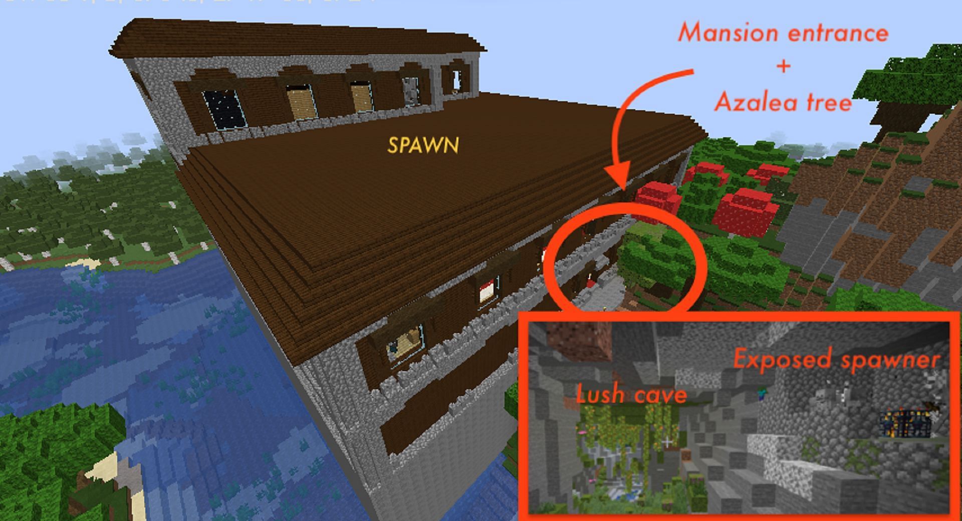 There&#039;s plenty to explore around this seed&#039;s spawner block (Image via u/Lonttra/Reddit)