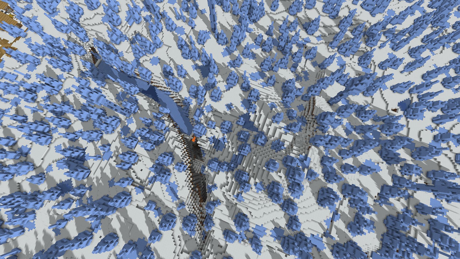 An ice spikes biome as seen from above (Image via Minecraft)