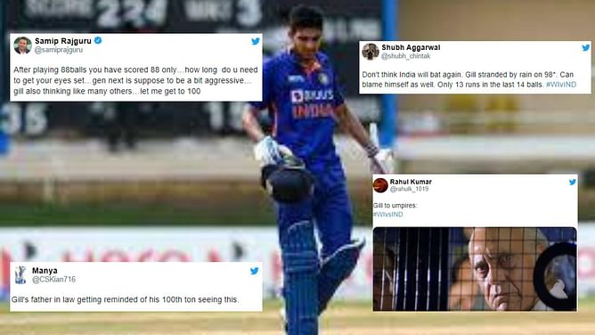 IND vs WI 2022: "Never play for personal milestones"- Fans slam Shubman Gill as rain denies him maiden ODI hundred