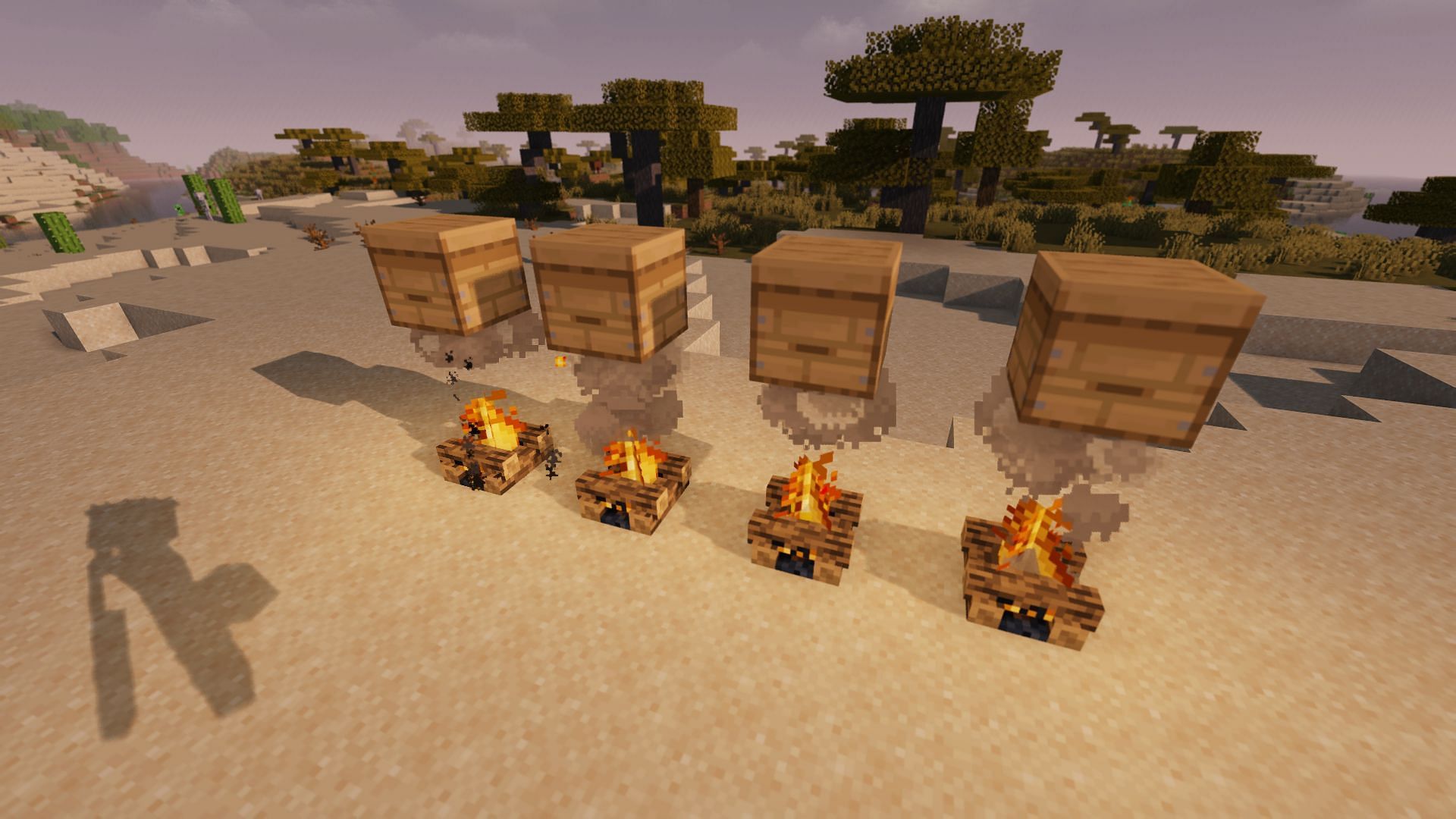 Bee nests over a campfire (Image via Minecraft)