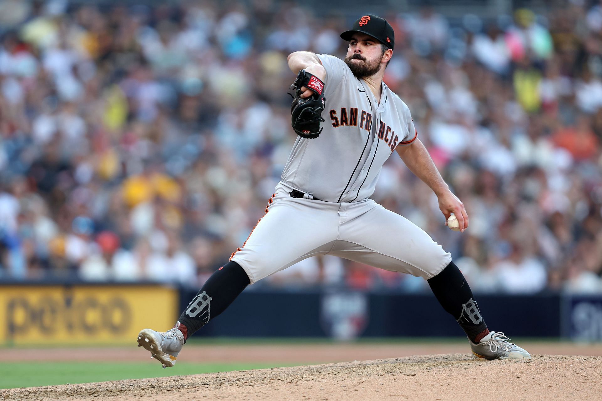Carlos Rodon pitches during a San Francisco Giants v San Diego Padres game.