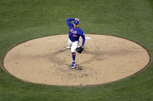 Taijuan Walker of the New York Mets pitches during the third inning against the New York Yankees at Citi Field.