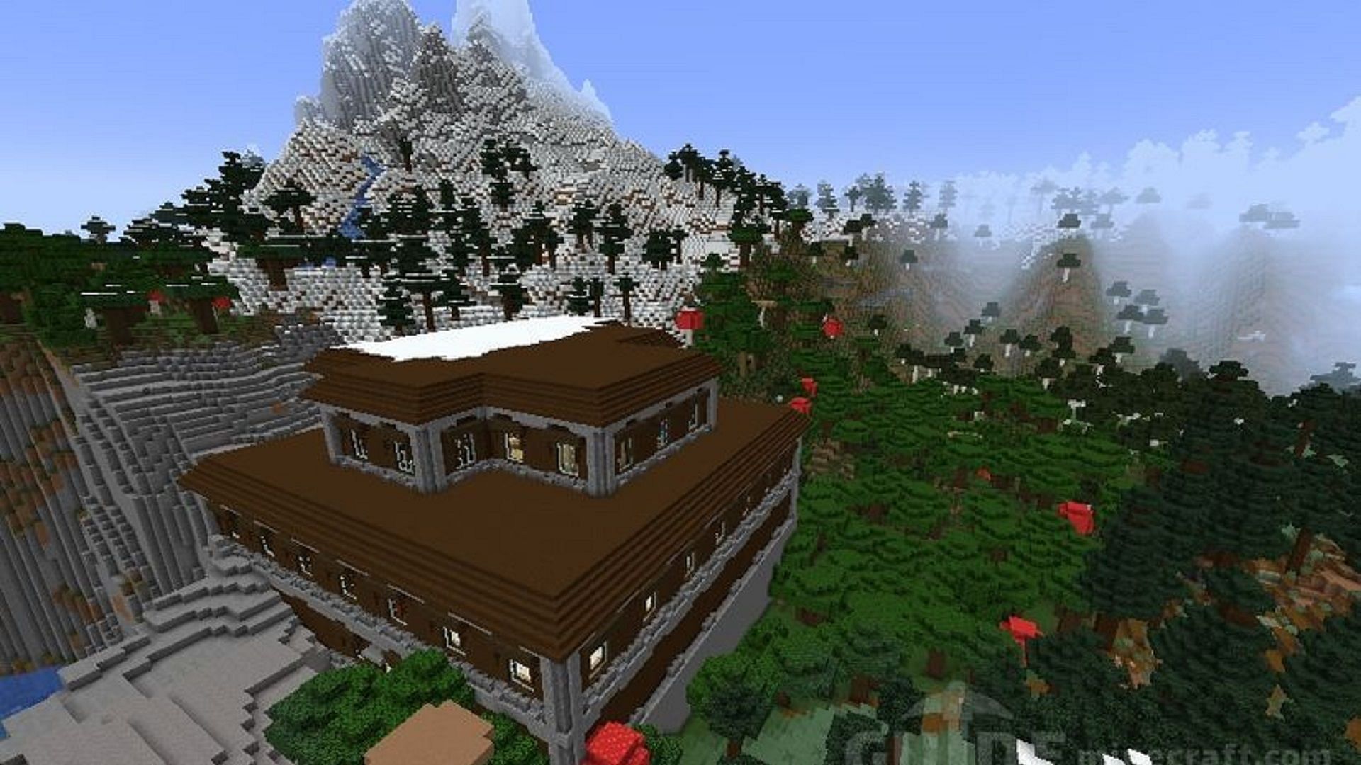 Players may find quite a few goodies in this island&#039;s woodland mansion (Image via Mojang)