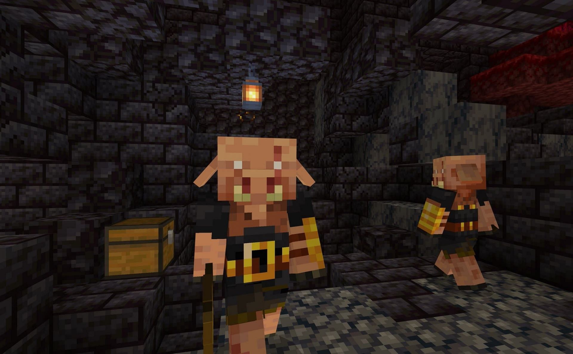 Piglin brutes in a bastion (Image via Minecraft)