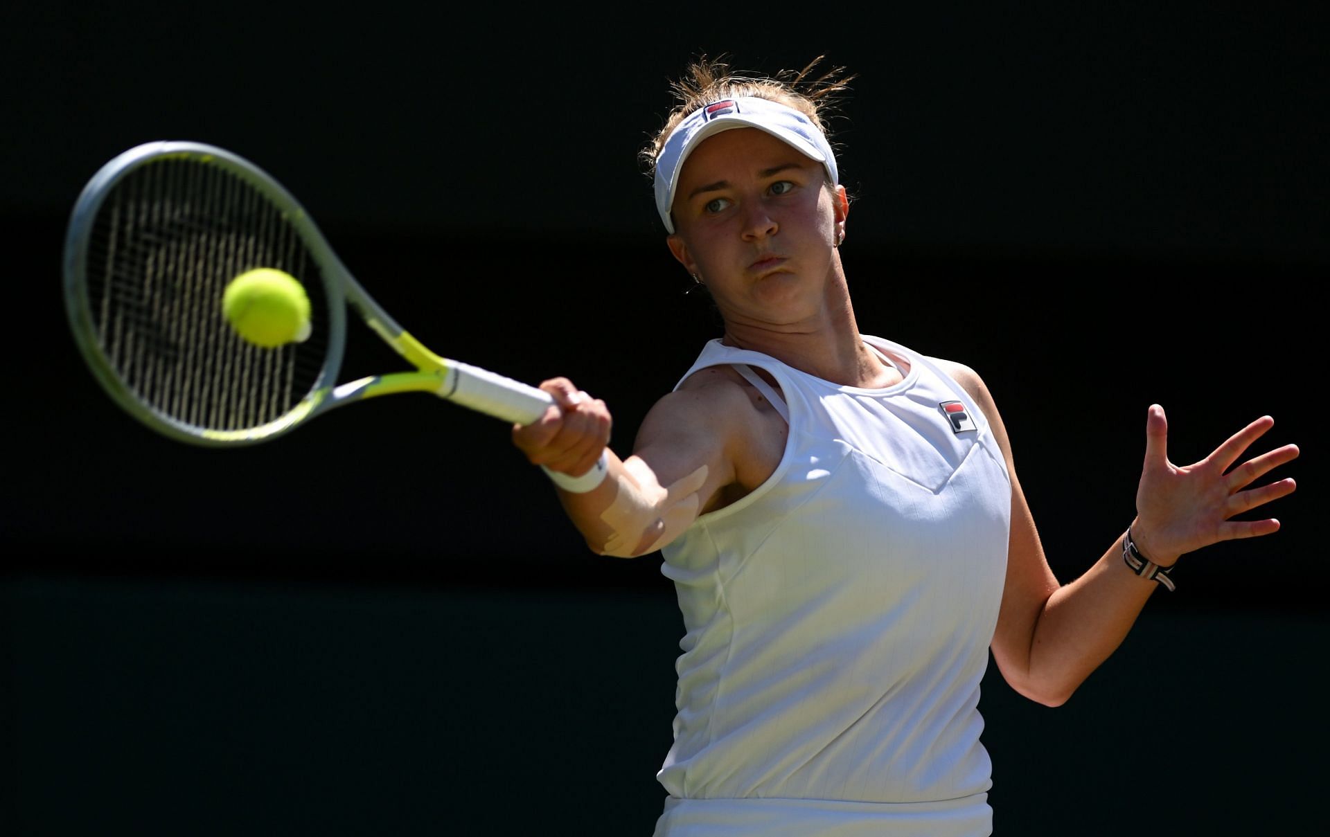 Krejcikova in action at the 2022 Championships