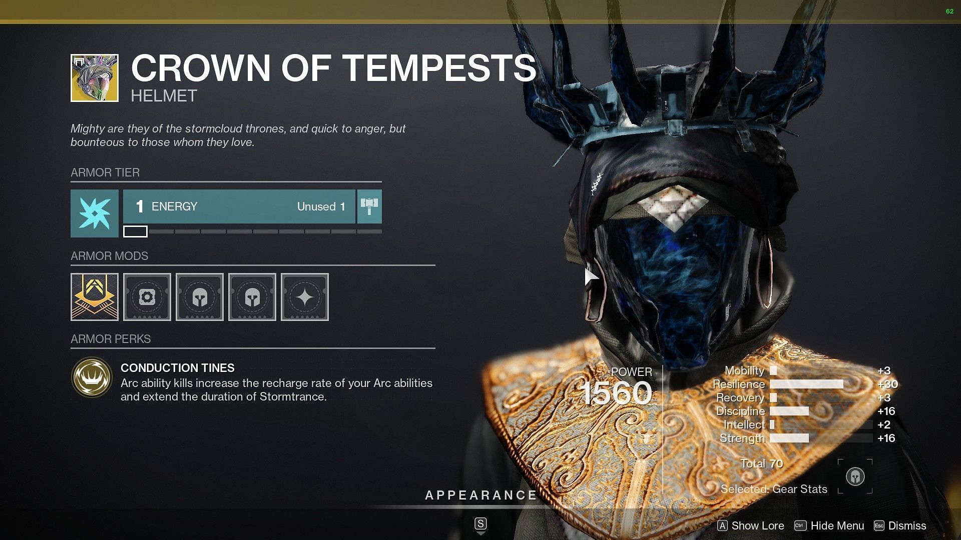 Crown of Tempests Warlock headpiece (Image via Bungie)