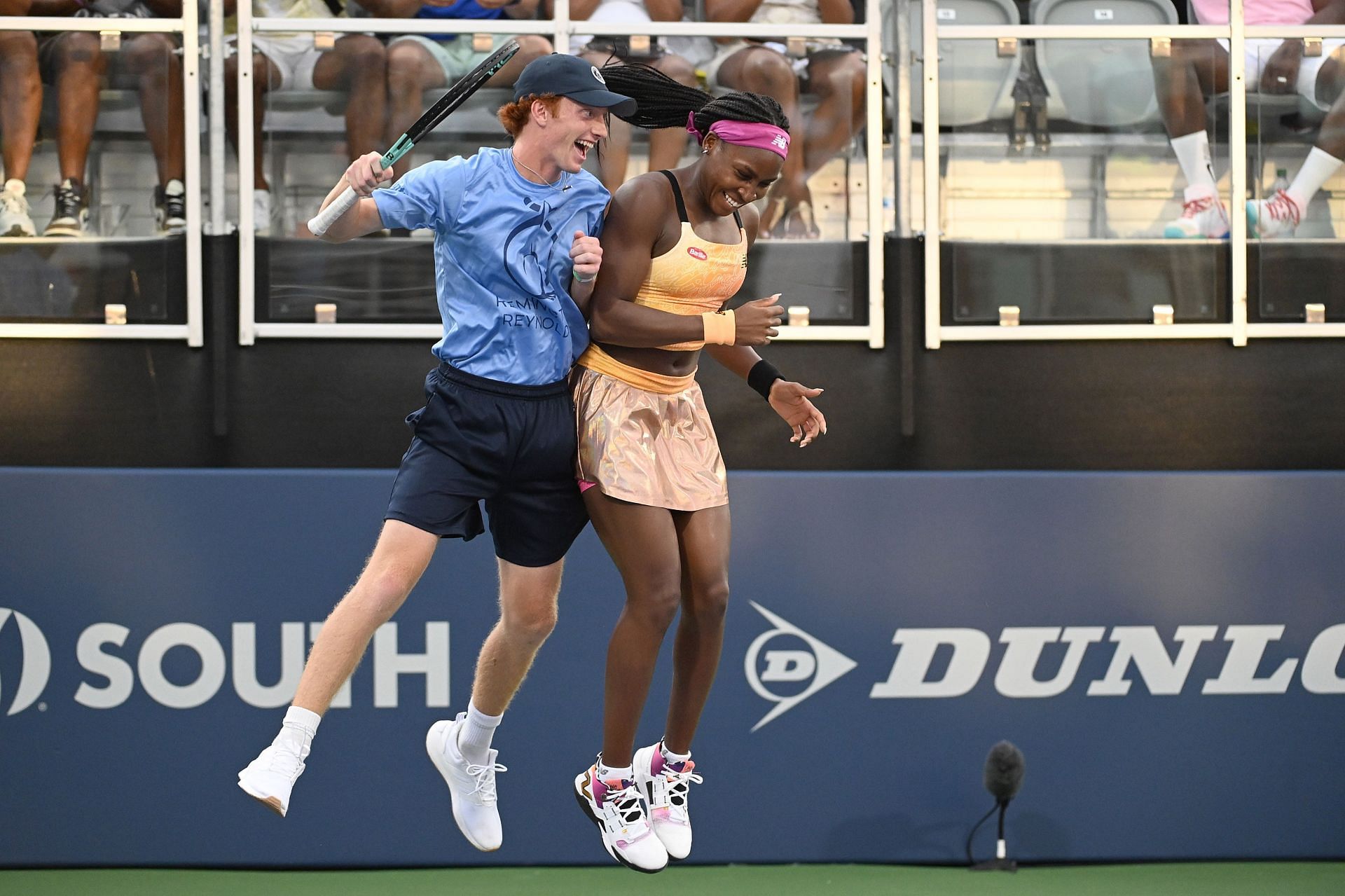 Coco Gauff during the exhibition event on Sunday.