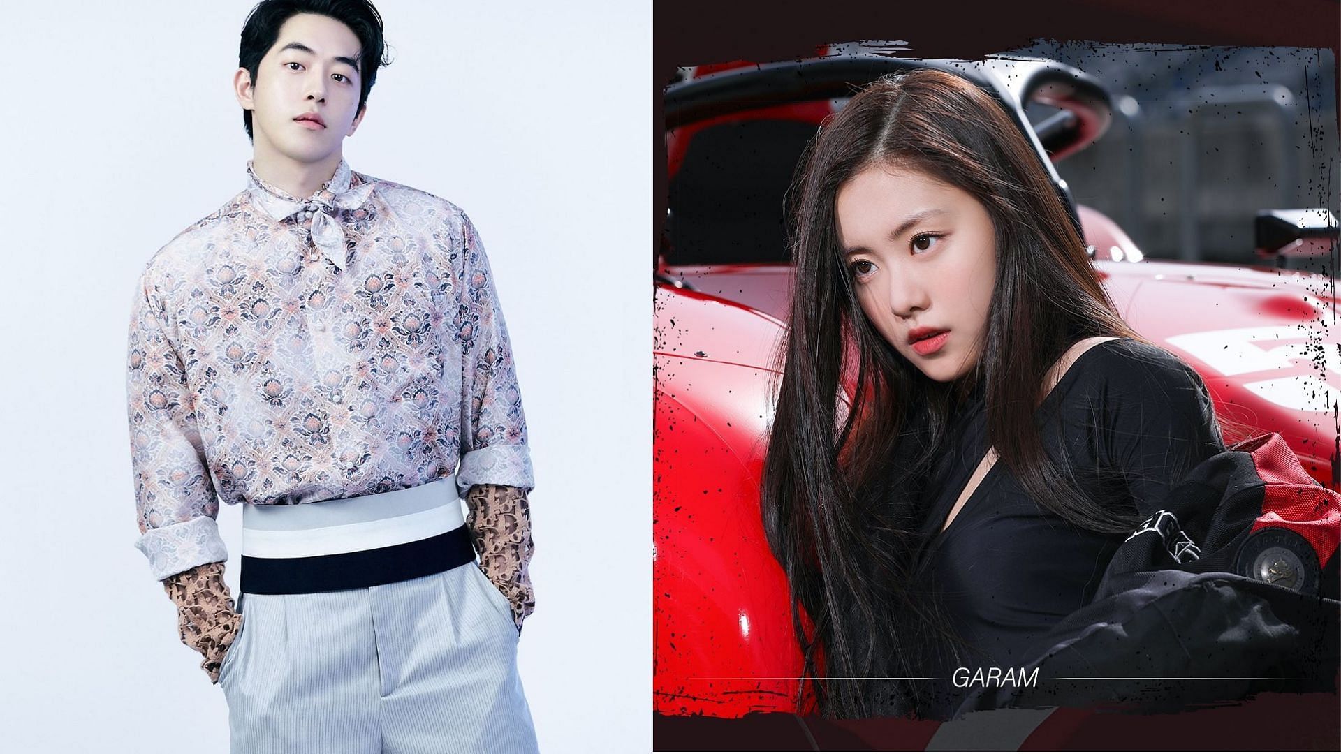Nam Joo-Hyuk and Kim Garam (images via @skawngur/Instagram and @le_sserafim/Instagram)