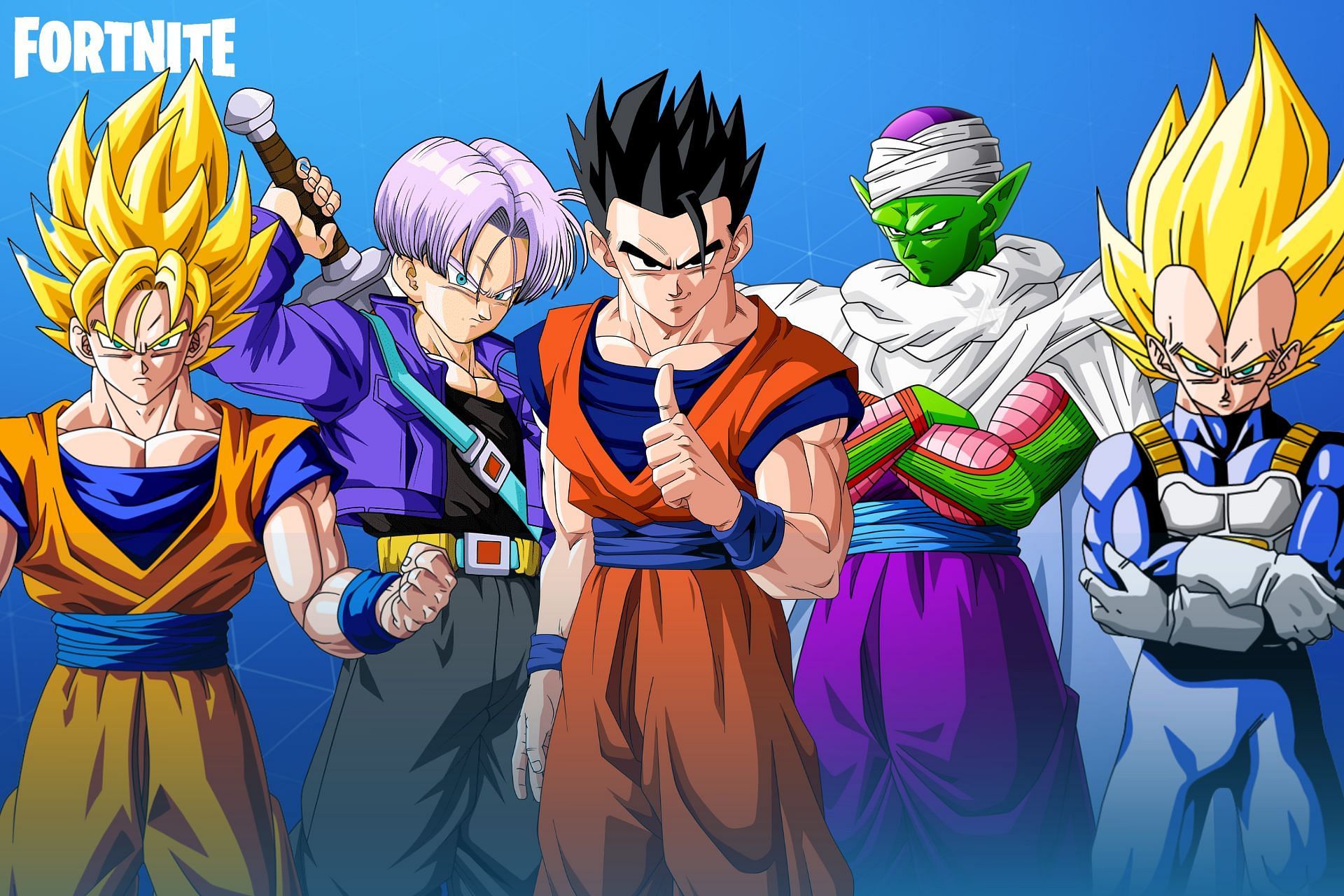 Fortnite Dragon Ball Z collaboration skins (Image via Sportskeeda)