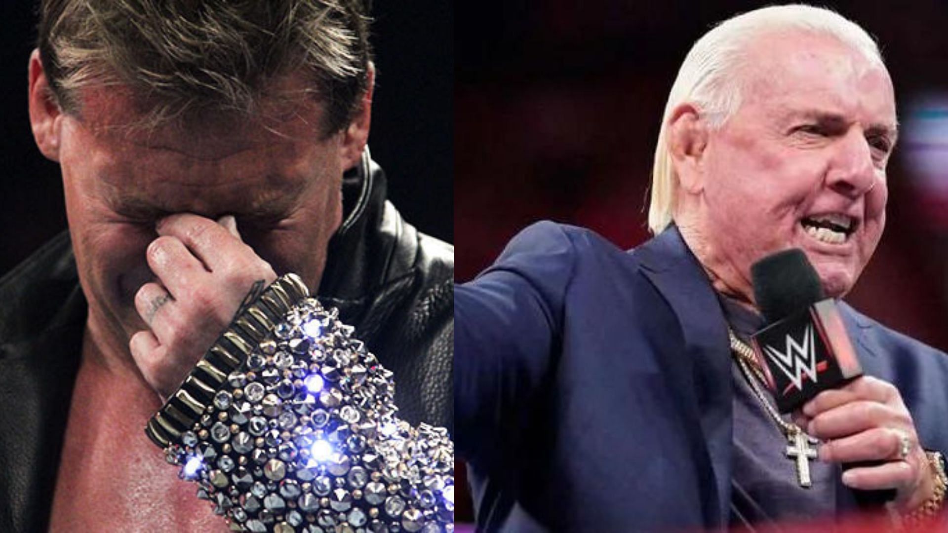 AEW star Chris Jericho (left); WWE legend Ric Flair (right)