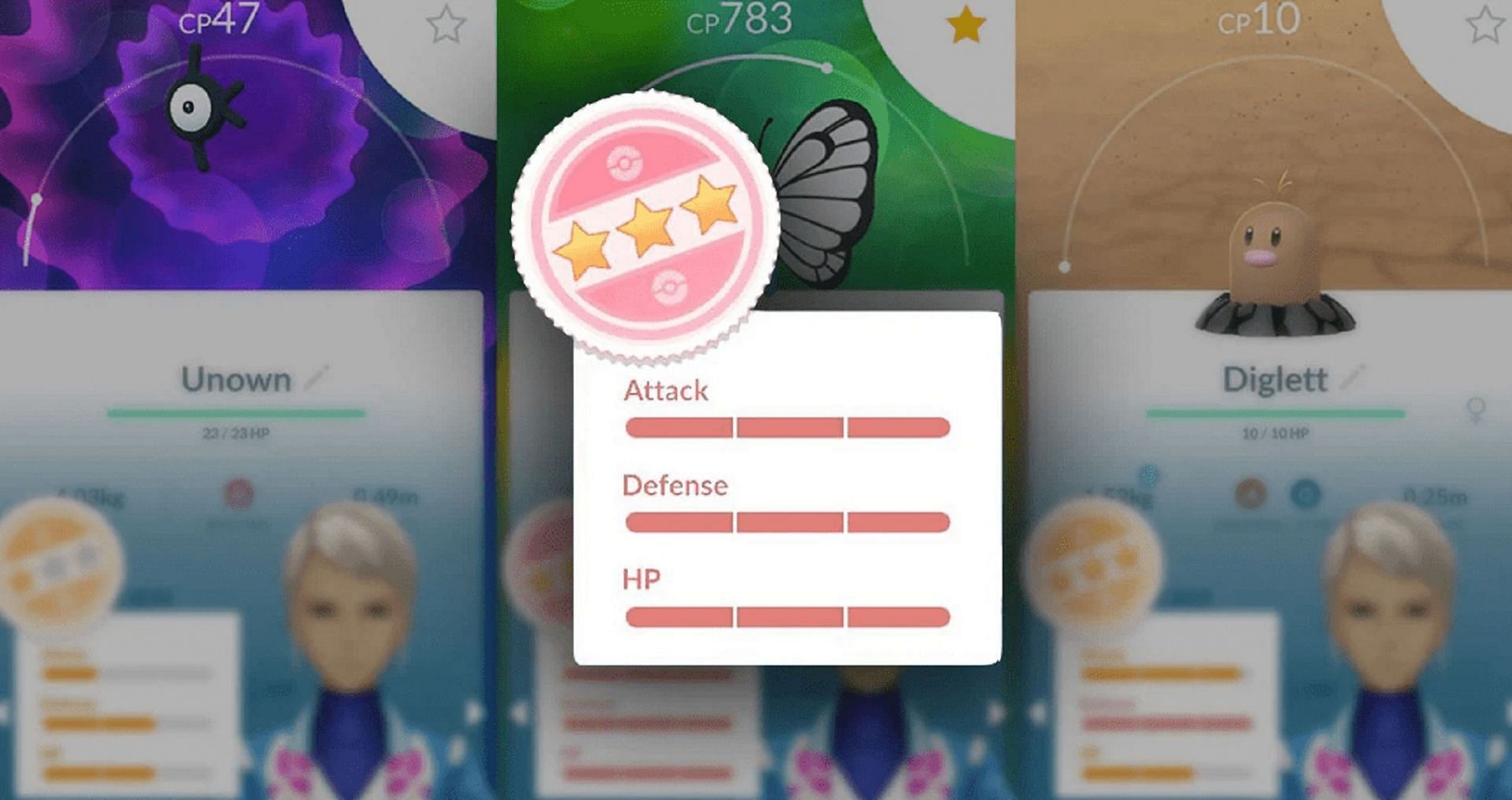 Blanche evaluates Pokemon in the appraisal system (Image via Niantic)