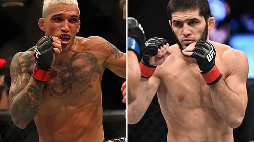 (Charles Oliveira (L) Islam Makhachev (R) (via- mmajunkie.usatoday.com)