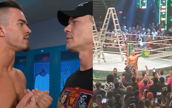 Theory sends a message to the fans and mocks John Cena after winning Money in the Bank