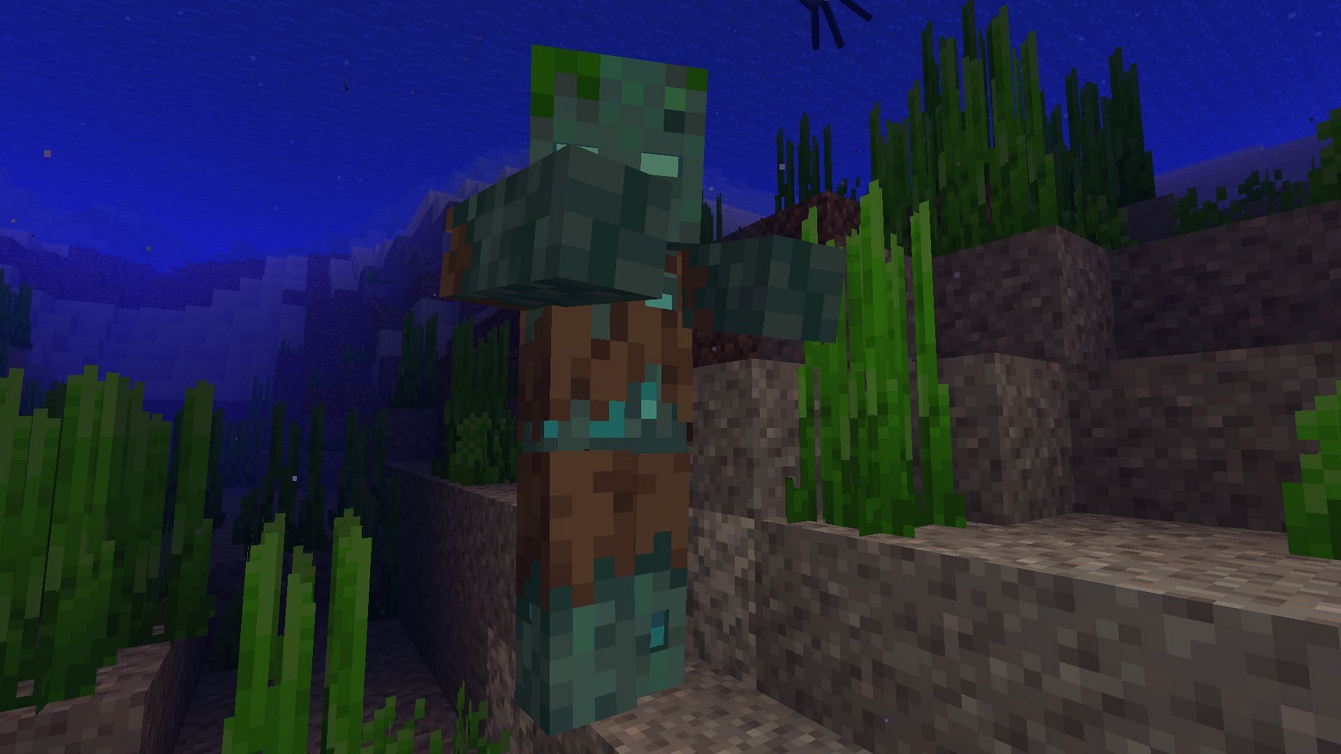 Tridents can only be obtained from Drowned who spawn with them (Image via Minecraft 1.19 update)