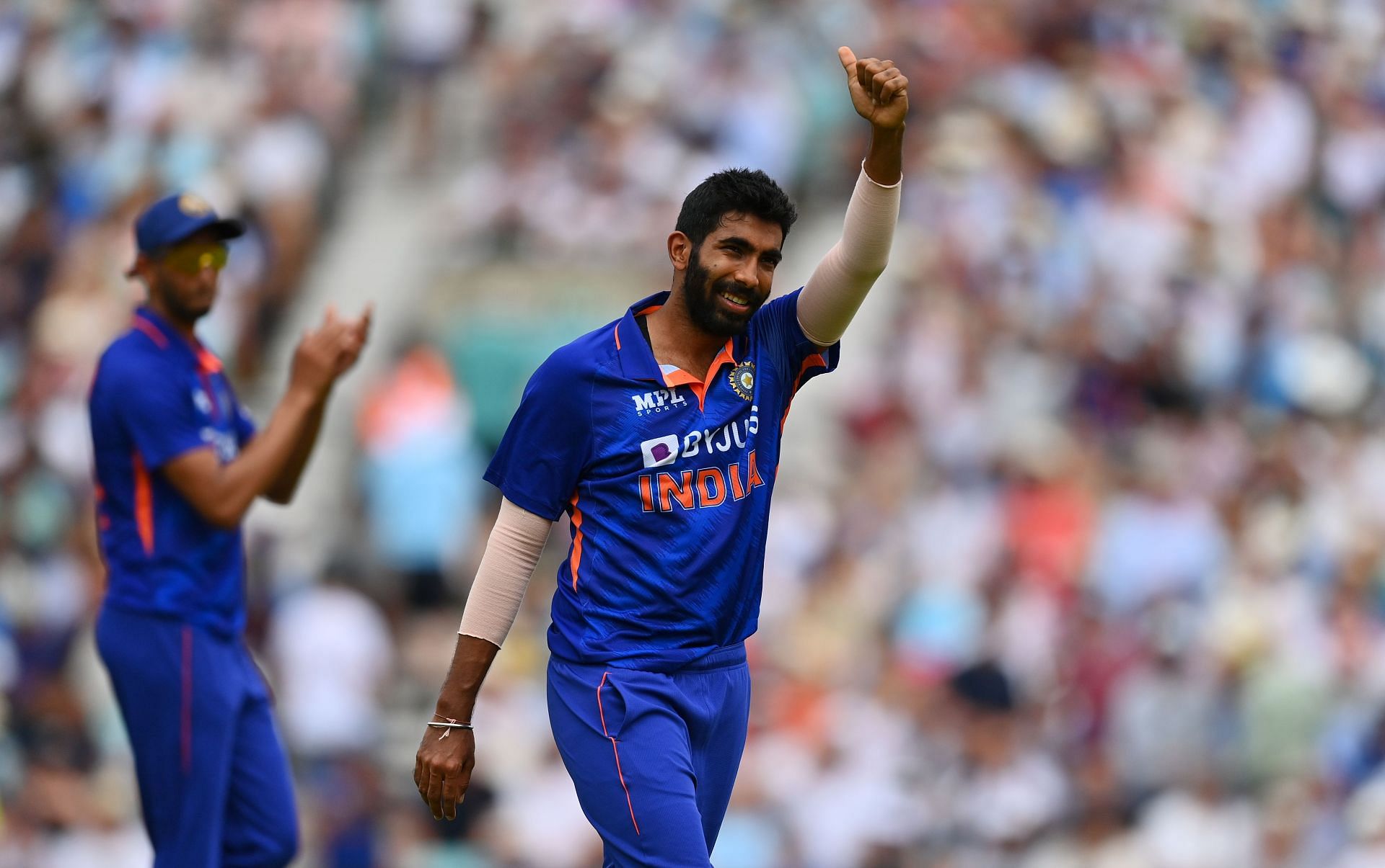 Jasprit Bumrah celebrates after picking up a five-wicket haul. (P.C.:Getty)