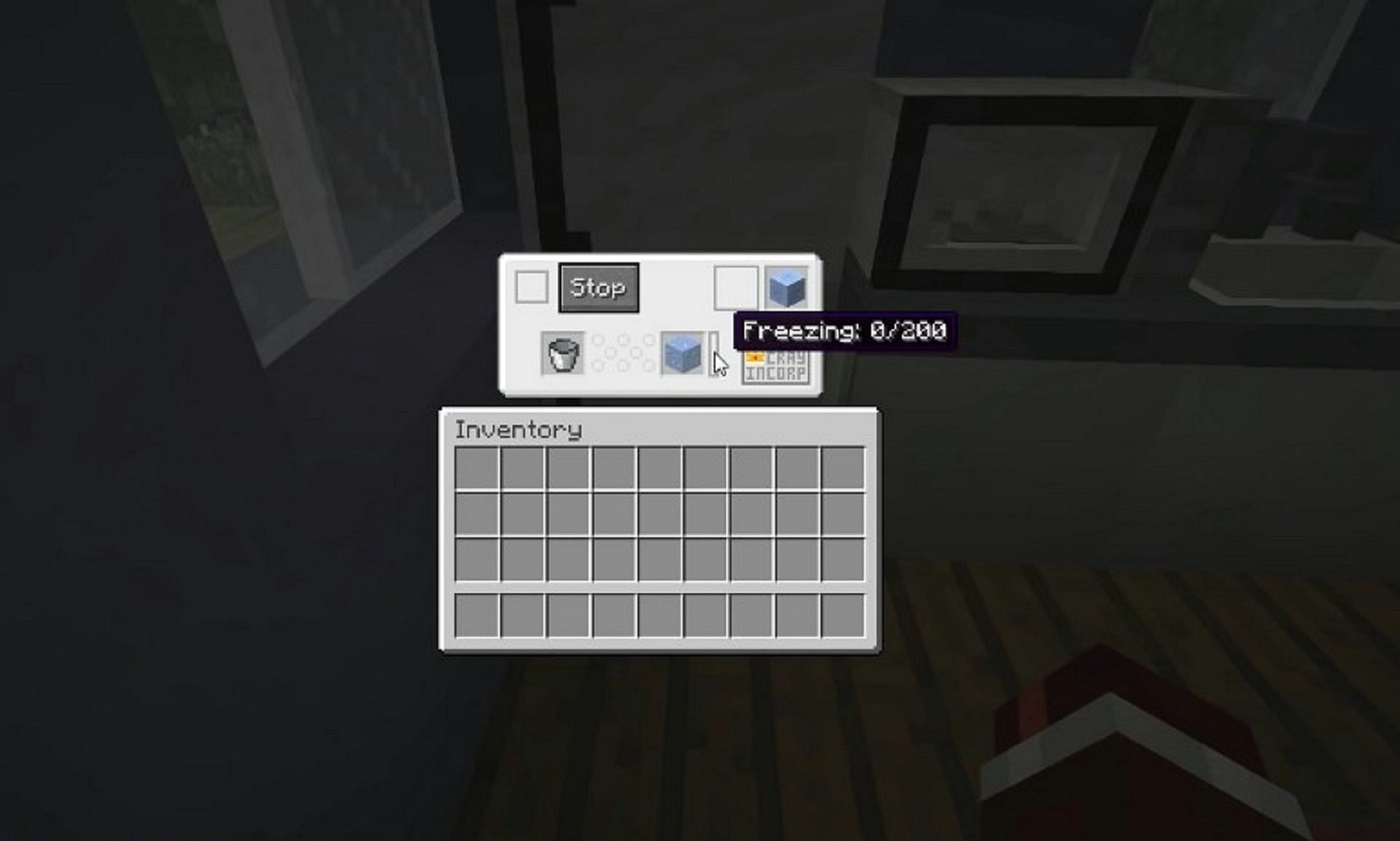 A kitchen freezer from the mod creating ice (Image via MrCrayfish)