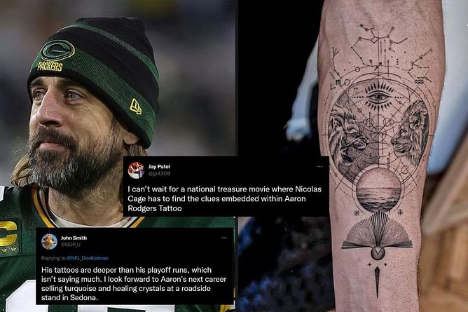 "His tattoos are deeper than his playoff runs" - Aaron Rodgers' new tattoo leaves NFL fans confused