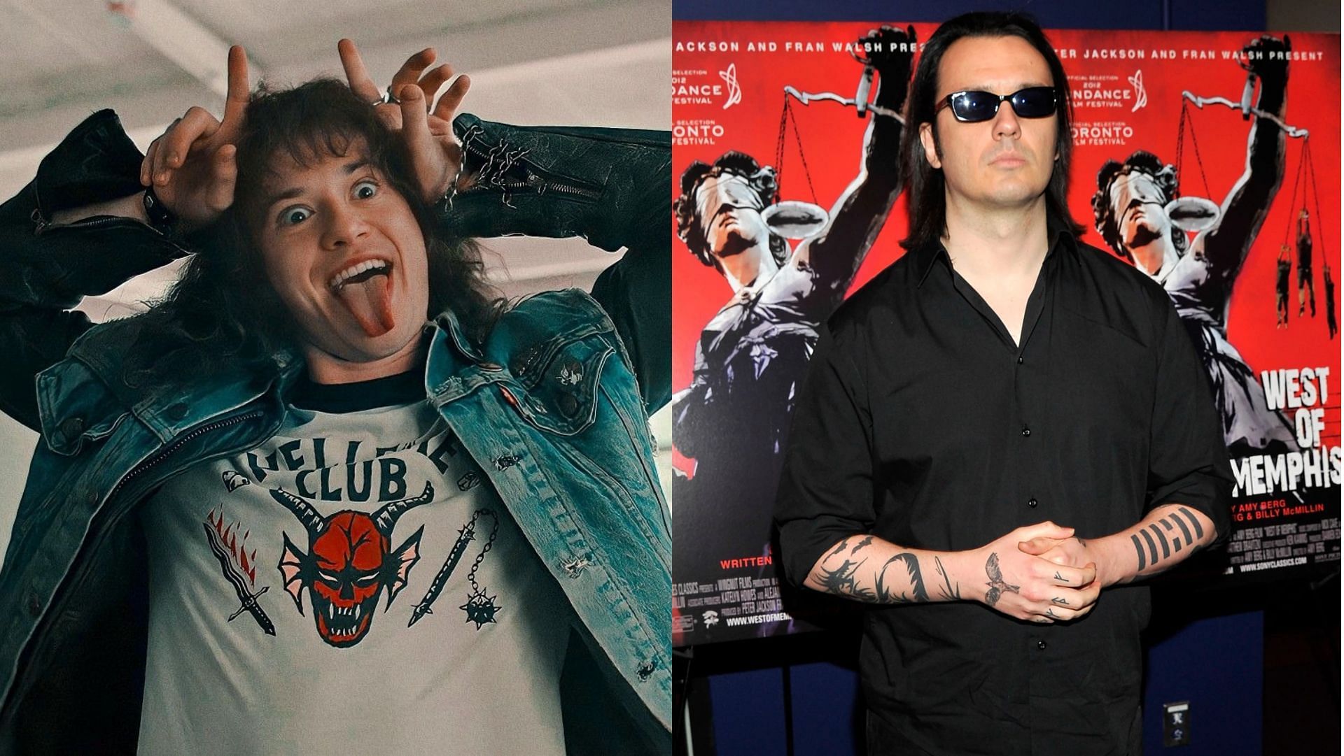 Eddie Munson in Stranger Things and Damien Echols (Image via Netflix and Stephen Lovekin/Getty Images)