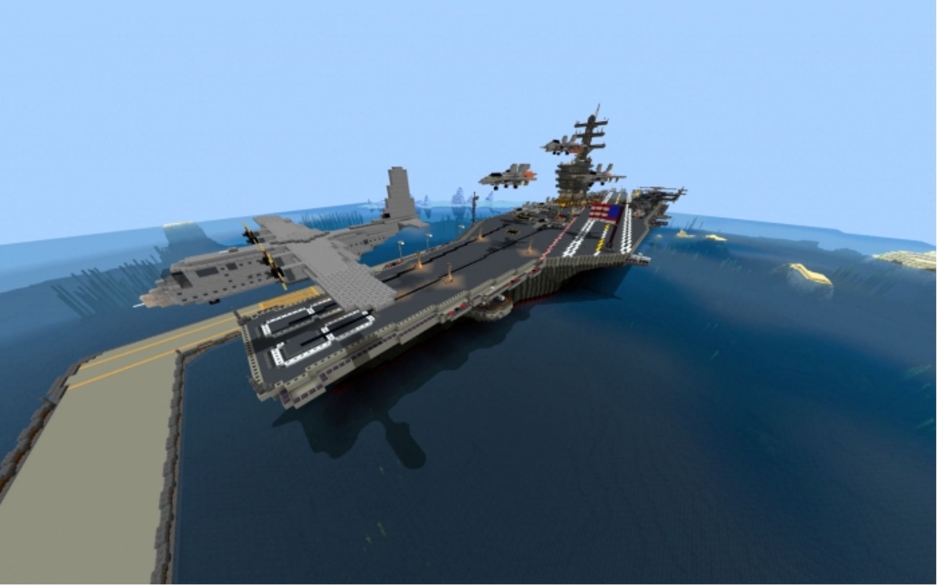Another shot of the Aircraft Carrier build (Image via reddit/u/nrkheck)