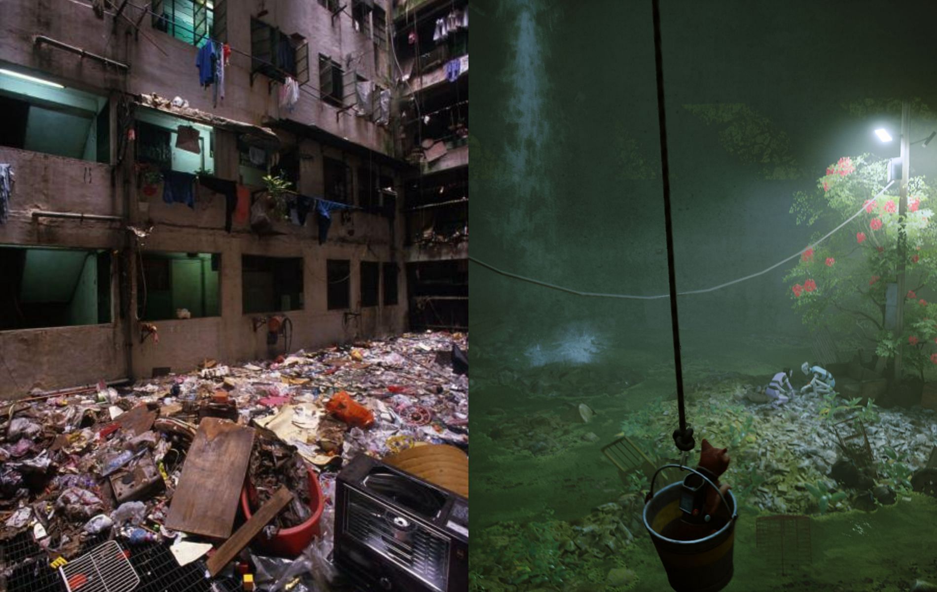 Refuse and waste (Image on left via Greg Girard, Image on right via Stray)