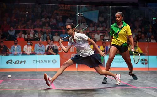 India's Anahat Singh in action against Jada Ross. (PC: Getty Images)