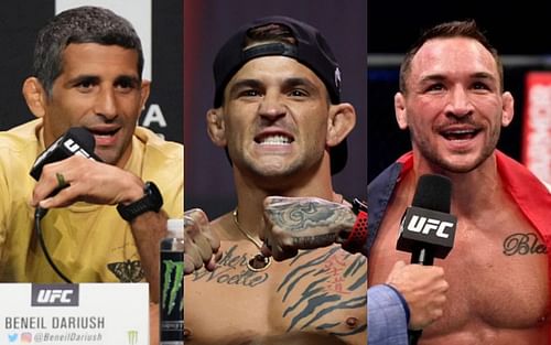 (Left to right) Beneil Dariush, Dustin Poirier, and Michael Chandler