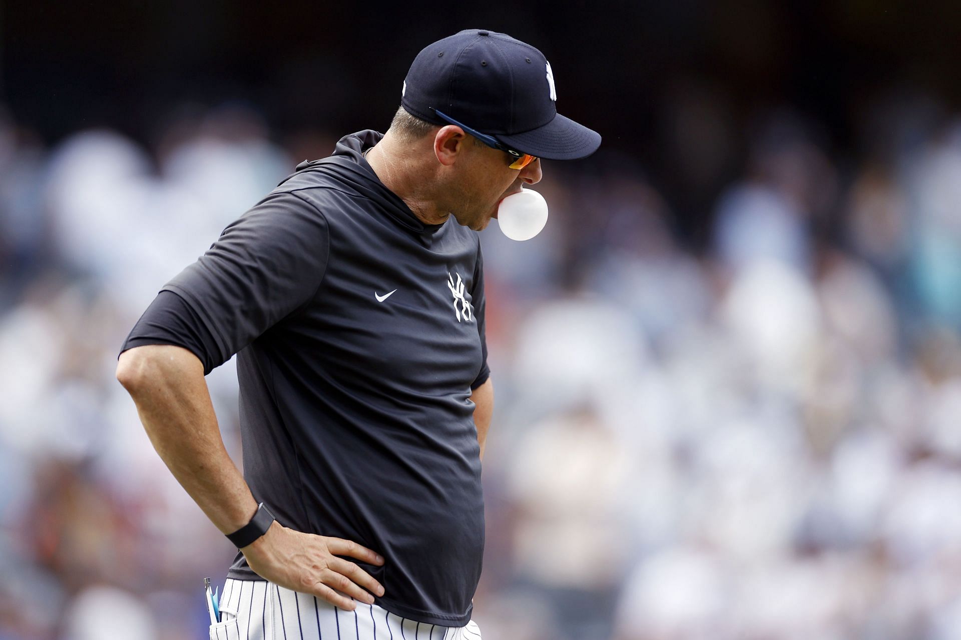 Manager Aaron Boone of the New York Yankees after a game against the Detroit Tigers