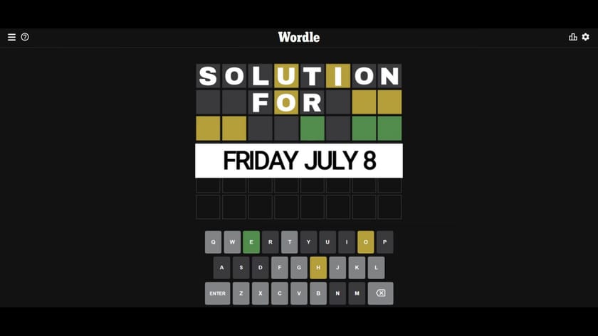 Wordle #384 answer for Friday, July 8