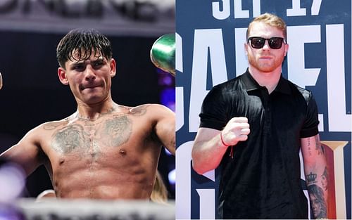 Ryan Garcia (L) has fired back at Canelo Alvarez (R)