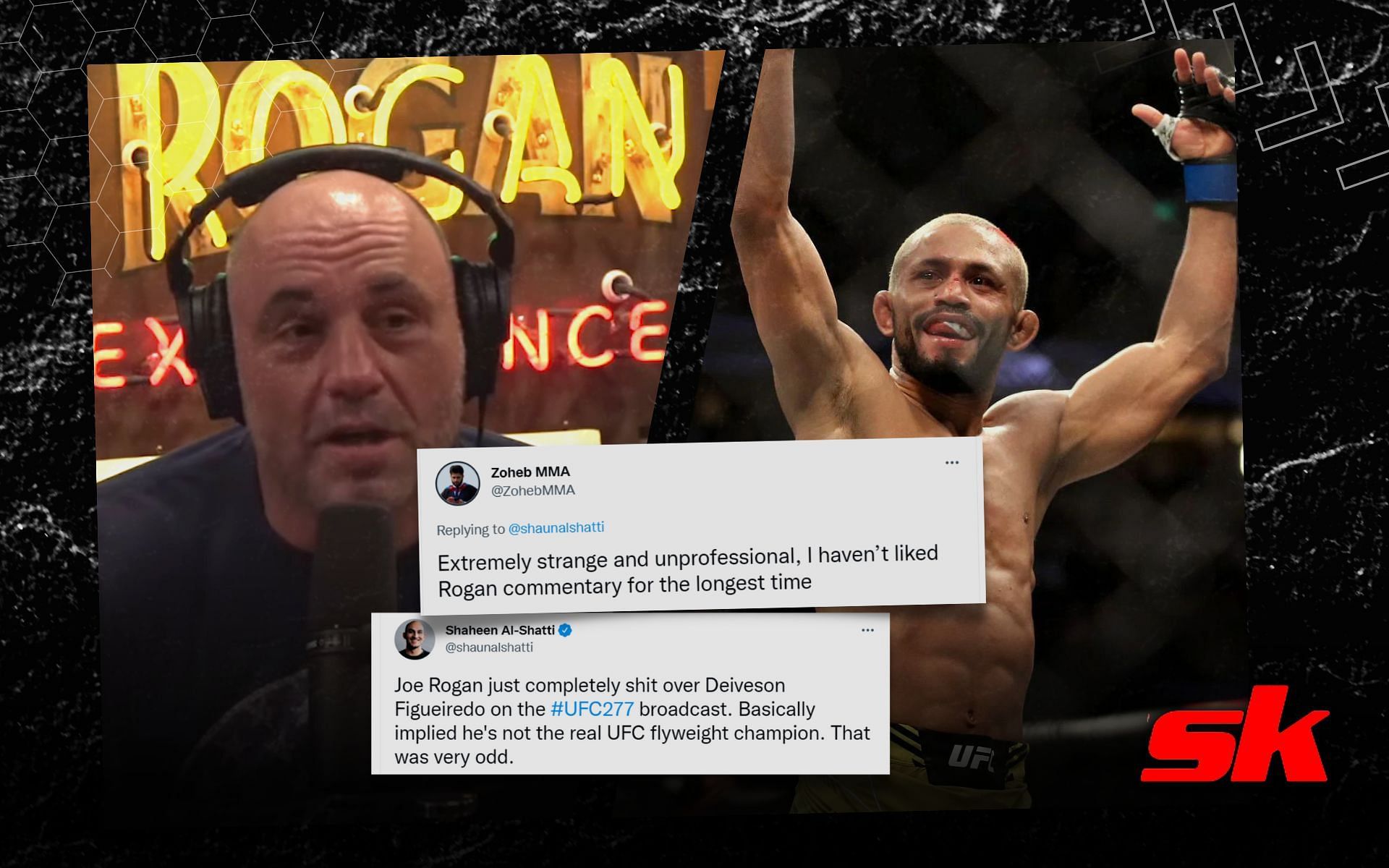 Fans sound off following Joe Rogan&#039;s on-air criticism of Deiveson Figueiredo&#039;s flyweight title future at UFC 277 [Image credit: YouTube/PowerfulJRE]