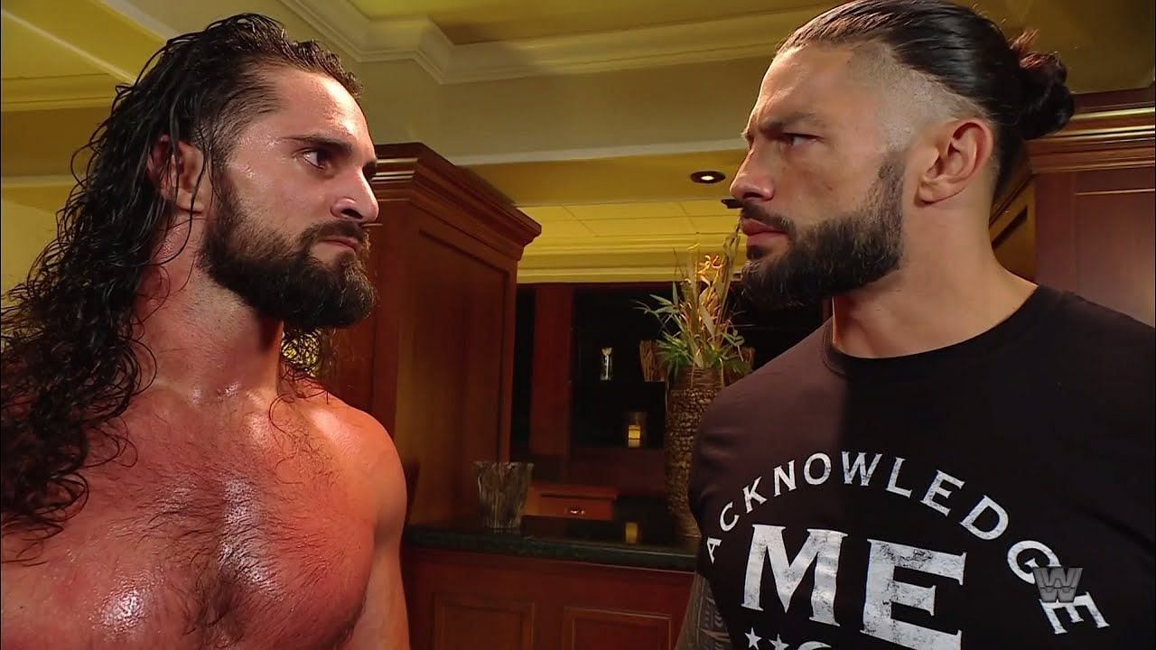 Seth Rollins (Left) , Undisputed WWE Universal Champion Roman Reigns (Right)