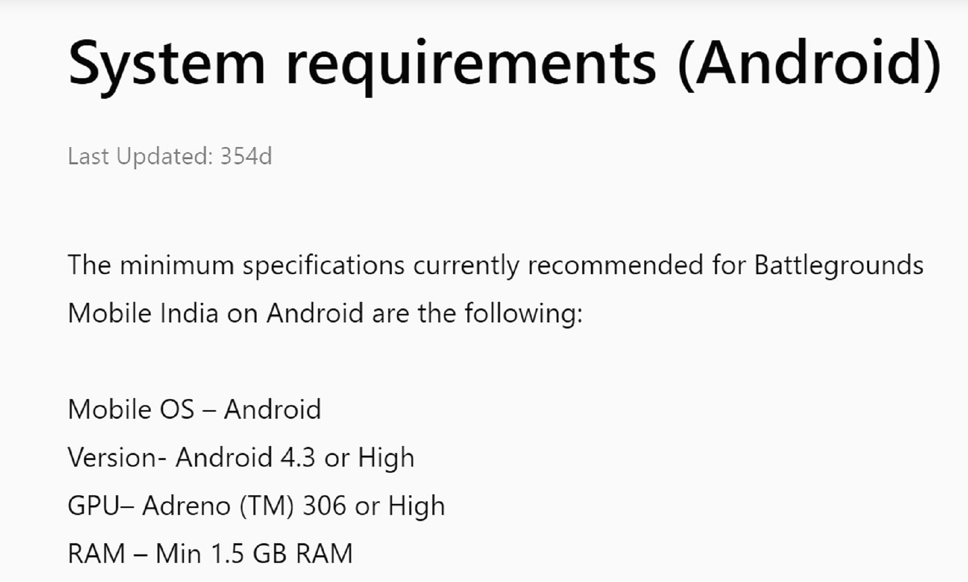 Device requirement for Android devices (Image via Krafton)