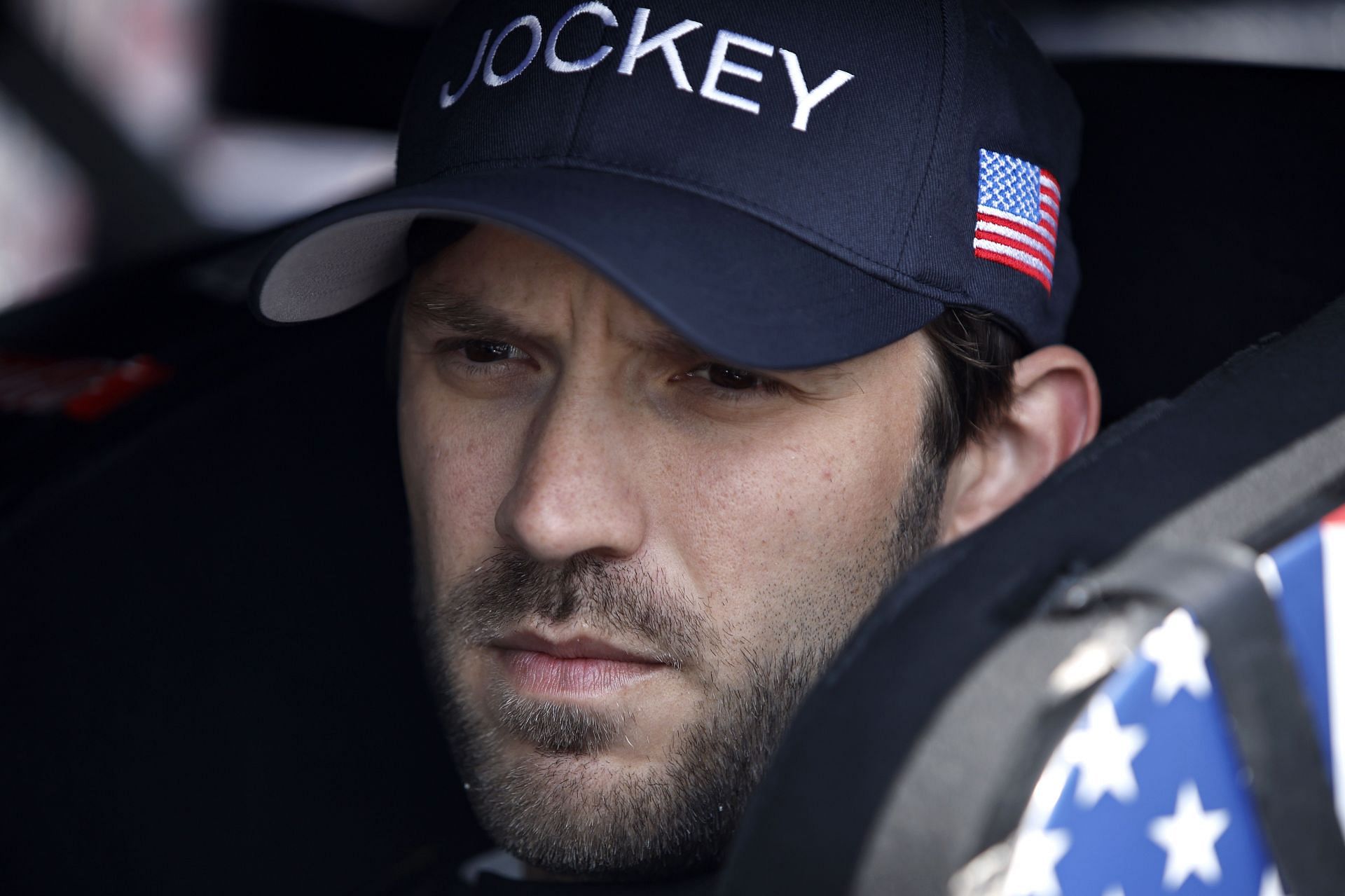 Daniel Suarez sits in his car during practice for the NASCAR Cup Series Kwik Trip 250 at Road America